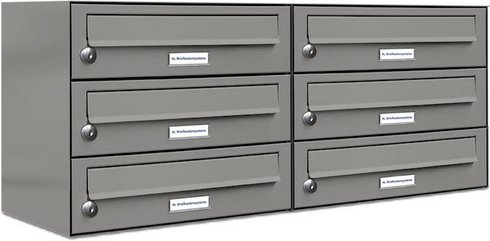 AL BRIEFKASTENSYSTEME Briefkasten, Parteien: 6, Aufputzmontage, BxHxT: 153,338 x 34,5 x 27,5 cm - grau