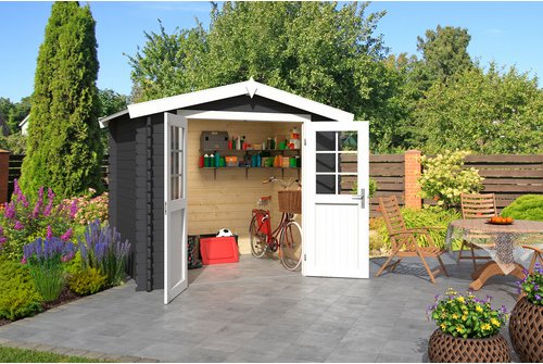 LASITA MAJA Gartenhaus »Ingo«, BxHxT: 262,1 x 222,3 x 195 cm (Außenmaße inkl. Dachüberstand), Holz - grau