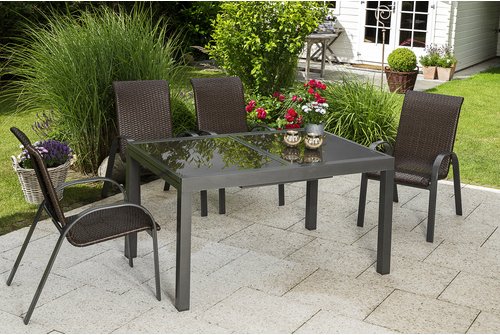 MERXX Gartenmöbelset »Varese«, 4 Sitzplätze, Aluminium/Kunststoff - braun