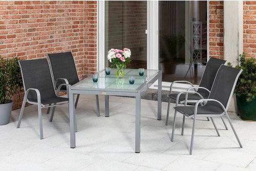 MERXX Gartenmöbelset »Sorrento«, 4 Sitzplätze, Aluminium/Textil - silberfarben