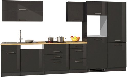 HELD MÖBEL Küchenzeile »Mailand«, ohne E-Geräte, Gesamtbreite: 360cm - grau