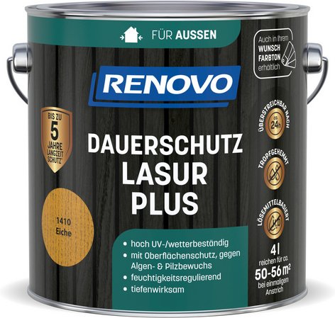 RENOVO Dauerschutzlasur »PLUS«, lmh 4,0L eiche 1410 - braun