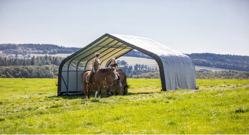 SHELTERLOGIC Gartenhaus »Run-in-Shed«, Kunststoff, BxHxT: 670 x 380 x 730 cm (Außenmaße inkl. Dachüberstand) - grau