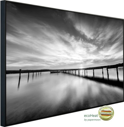 papermoon Infrarotheizung »EcoHeat - Steg im Wasser Schwarz + Weiss«, Matt-Effekt - bunt