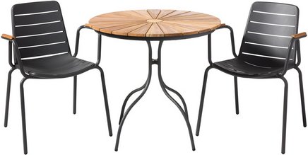 Cinas Gartenmöbelset »Ellen/Parc«, 2 Sitzplätze, Teakholz, 3-teilig - schwarz