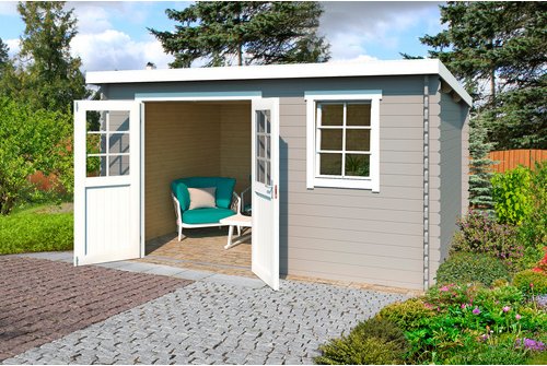 LASITA MAJA Gartenhaus »Amira«, BxHxT: 400 x 210,9 x 313,9 cm (Außenmaße inkl. Dachüberstand), Holz - grau