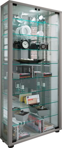 VCM Vitrine »Lumo«, BxH: 59 x 114,8 cm, Holzwerkstoff/Glas - silberfarben