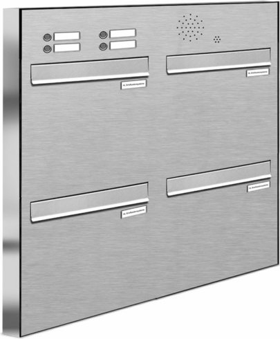 AL BRIEFKASTENSYSTEME Briefkasten, Parteien: 4, Zaundurchwurf, BxHxT: 153,307 x 79,8 x 11,6 cm - silberfarben