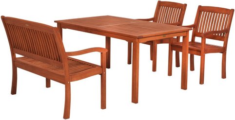 MERXX Gartenmöbel-Diningset »Maracaibo«, 4 tlg., 4 Sitzplätze, Eukalyptus - braun