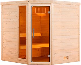 WEKA Massivholzsauna »TURKU 1«, 6 Personen, inkl. 9 kW Ofen mit integrierter Steuerung - braun