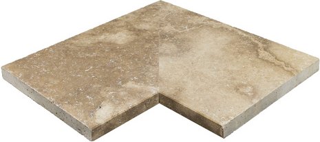 WOHNRAUSCH Beckenrandsteine »Sunniva«, LxBxH: 61 x 61 x 3 cm, Travertin, braun/orange, Eckstück 2-teilig, gefast - gelb