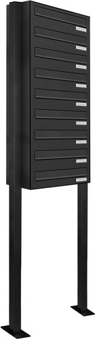 AL BRIEFKASTENSYSTEME Briefkasten, Parteien: 9, Zaundurchwurf, BxHxT: 46,5 x 170 x 27,5 cm - grau