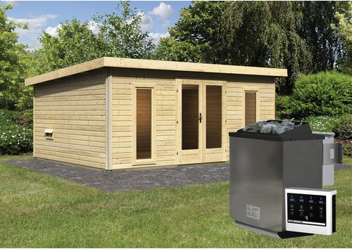 KARIBU Sauna »Kuusalu 6«, BxHxT:490 x 229 x 369 cm, naturbelassen - beige