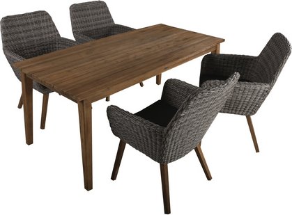 GARDEN PLEASURE Gartenmöbel »Rapallo/Visalia«, 4 Sitzplätze, Akazienholz/Aluminium/Polyester, inkl. Auflagen - braun