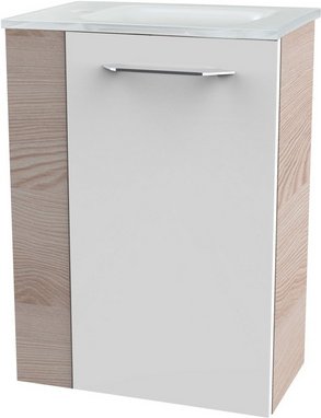 FACKELMANN Waschplatz-Set »SBC Gäste Bad«, 45cm rechts Alaska Esche/Weiß - weiss