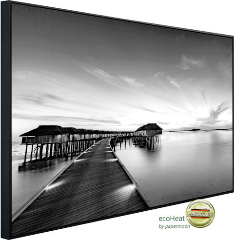 papermoon Infrarotheizung »EcoHeat - Steg im Wasser Schwarz + Weiss«, Matt-Effekt - bunt