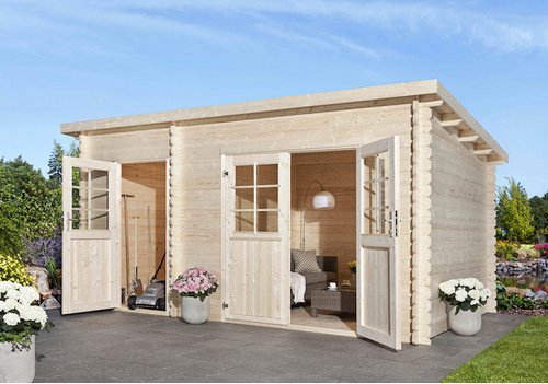 Mr. GARDENER Blockbohlenhaus »Belfi«, Holz, BxHxT: 471 x 235 x 280 cm (Außenmaße inkl. Dachüberstand) - braun