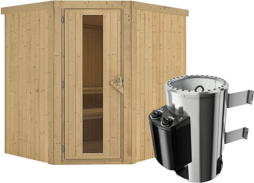 KARIBU Sauna »Talsen«, inkl. 3.6 kW Saunaofen mit integrierter Steuerung, für 3 Personen - beige