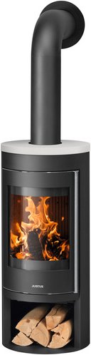 JUSTUS Kaminofen »Mino 2.0«, keramik seidenweiss, Keramik, 5,5 kW, Zeitbrand geeignet - schwarz