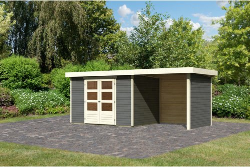 KARIBU Gartenhaus »ASKOLA 5«, Holz, BxHxT: 522 x 211 x 217 cm (Außenmaße inkl. Dachüberstand) - grau