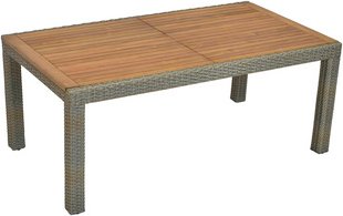 MERXX Gartentisch, BxH: 100 x 74 cm, ausziehbar, Aluminium/Kunststoffgeflecht/Akazie - beige