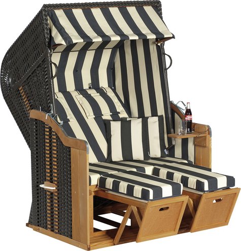 SUNNY SMART Strandkorb »Rustikal«, BxHxT: 125 x 160 x 90 cm, Halblieger, anthrazitfarben/natur - grau