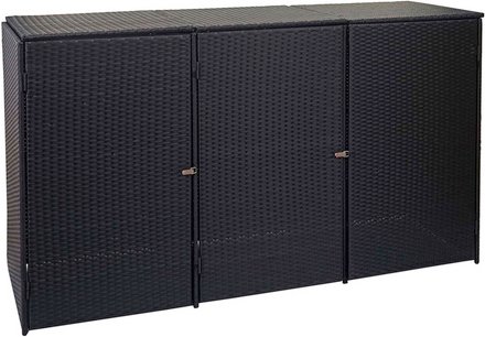 MVG Mülltonnenverkleidung »MVG-E25«, BxHxT: 195 x 110 x 66 cm, Poly-Rattan, 3 x 120 L - schwarz