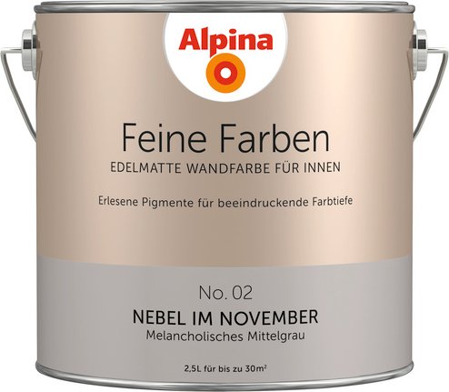 ALPINA Dispersionsfarbe »Feine Farben«, edelmatt, 2,5 l - grau