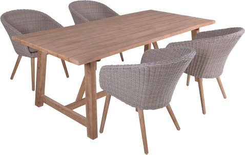 GARDEN PLEASURE Gartenmöbelset »OAKLAND«, 4 Sitzplätze, max. Belastung: 110 kg - braun