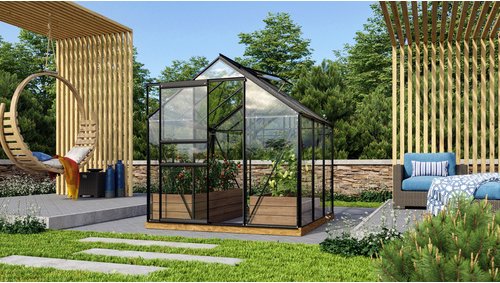 VITAVIA Gewächshaus »Venus 3800«, 3,8 m², Aluminium, winterfest - grau