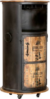 INTERIA Home & Living Weinbar, Stahl/Holz, schwarz/Natur