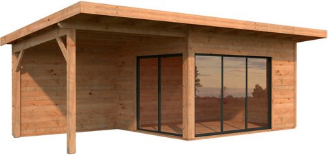 PALMAKO Gartenhaus »Andrea Slide Plus«, B x H x L: 693 x 264 x 300 cm, Braun, tauchgrundiert