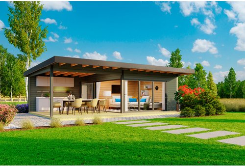 LASITA MAJA Gartenhaus »Domeo«, BxHxT: 890 x 258,4 x 590 cm, (Außenmaß inkl. Dachüberstand), grüngrau - gruen