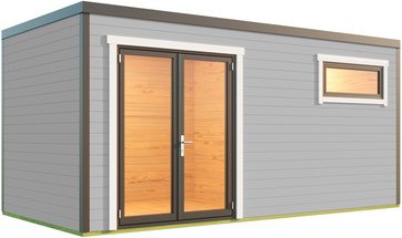 LASITA MAJA Blockbohlenhaus »Sardinia«, BxHxT: 500 x 239,4 x 250 cm (Außenmaß inkl. Dachüberstand), grau