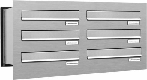 AL BRIEFKASTENSYSTEME Briefkasten, Parteien: 6, Mauerdurchwurf, BxHxT: 153,452 x 34,5 x 48,0 cm - silberfarben