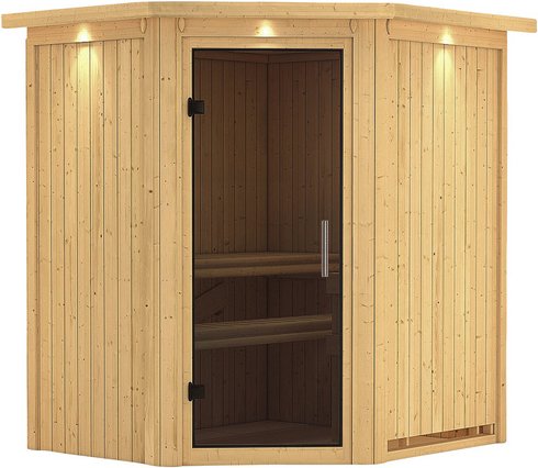 KARIBU Sauna »Narva«, für 3 Personen, ohne Ofen - beige