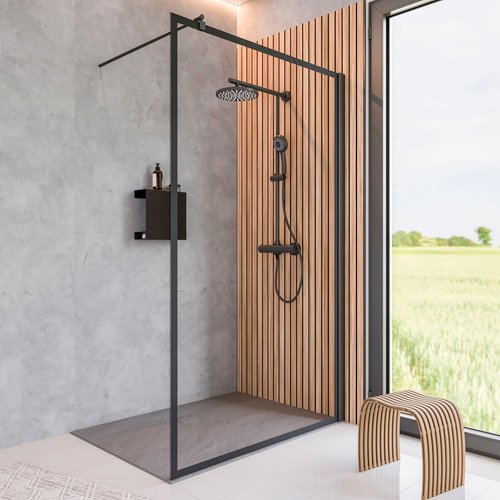 SCHULTE Walk-In Dusche »Black Style«, Höhe: 200 cm, eckig, mattschwarz