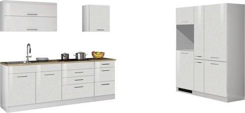 HELD MÖBEL Küchenzeile »Mailand«, ohne E-Geräte, Gesamtbreite: 380cm - weiss