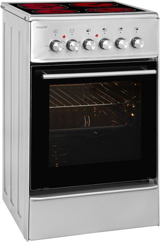 Exquisit Elektro-Standherd, 47 l, 4 Kochfelder - silberfarben