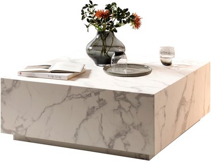 SalesFever Couchtisch, quadratisch, in Marmoroptik - weiss