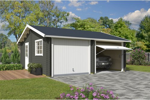 LASITA MAJA Blockgarage »Falkland«, BxT: 628,6 x 635 cm (Außenmaß), Holz - gruen