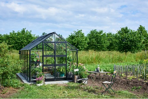 HALLS Gewächshaus »Blockley«, schwarz, Aluminium/Sicherheitsglas