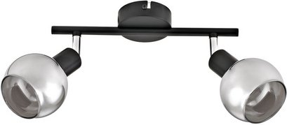CASAYA Spotstrahler »Glava«, 2-flammig, E14, ohne Leuchtmittel, Metall/Rauchglas, matt-schwarz - silberfarben