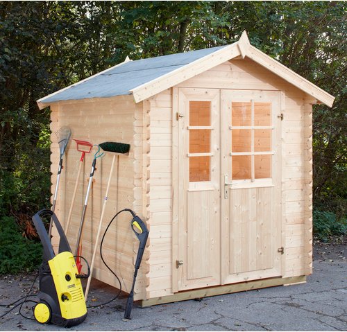 WOLFF FINNHAUS Gartenhaus »Lyon«, Holz, BxHxT: 222 x 222 x 214 cm (Außenmaße inkl. Dachüberstand) - beige