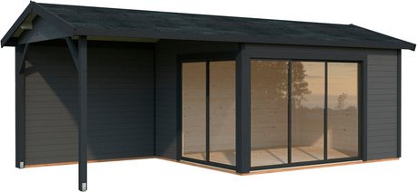 Thumbnail - PALMAKO Gartenhaus »Amanda«, Aufstellmaße BxTxH: 712 x 340 x 280 cm, lackiert, Holz - grau