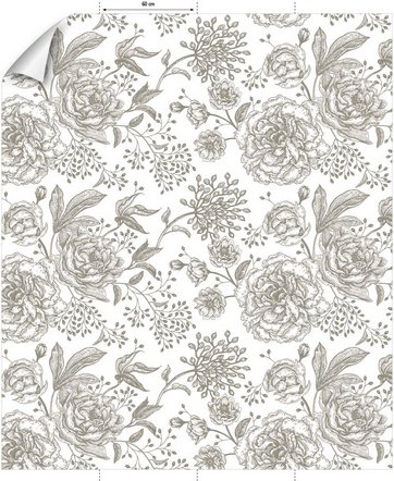mySPOTTI Vliestapete »Fecility«, Blumenmuster, weiß/beige, matt - weiss