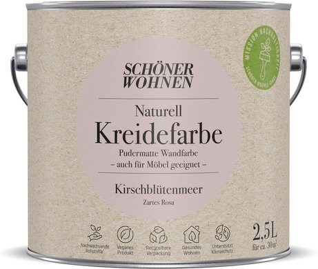SCHÖNER WOHNEN FARBE Innenfarbe »Naturell Kreidefarbe«, Kirschblütenmeer, matt, 2,5 l - rosa