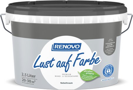 RENOVO Dispersion »Lust auf Farbe«, Nebeltraum, 2,5 l, matt - grau