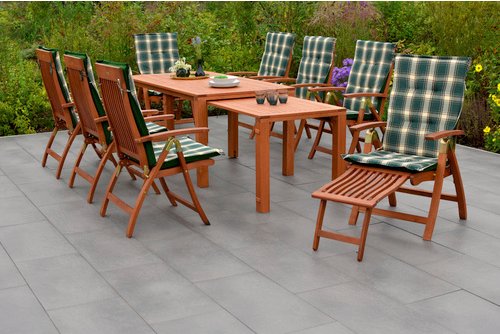 MERXX Gartenmöbelset »Comodoro«, 8 Sitzplätze, Eukalyptusholz, inkl. Auflagen - gruen