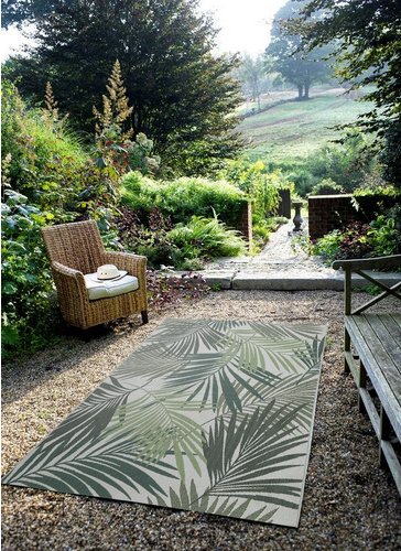 GARDEN IMPRESSIONS Outdoor-Teppich »Naturalis«, BxL: 170 x 120 cm, palm leaf/grün/grau/braun - gruen